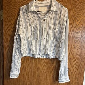 Aeropostale Blue Striped Cropped Shirt